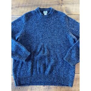 Mens LL Bean 100% Lambswool Blue Pullover Chunky Long Sleeve Sweater Size XL Reg